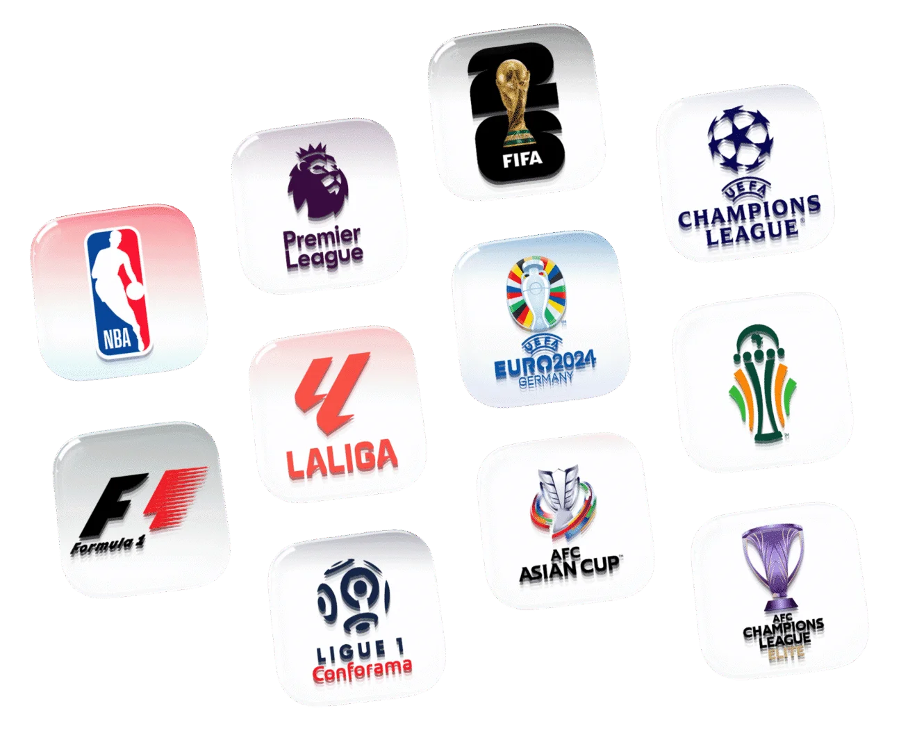 Collage de logos sportifs (FIFA, Premier League, etc.)